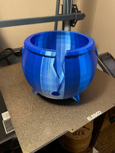Load image into Gallery viewer, Shiny Blue Cracked Cauldron Yarn Bowl
