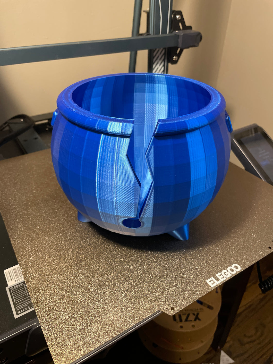 Shiny Blue Cracked Cauldron Yarn Bowl