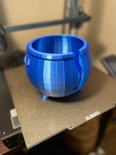 Load image into Gallery viewer, Shiny Blue Cracked Cauldron Yarn Bowl
